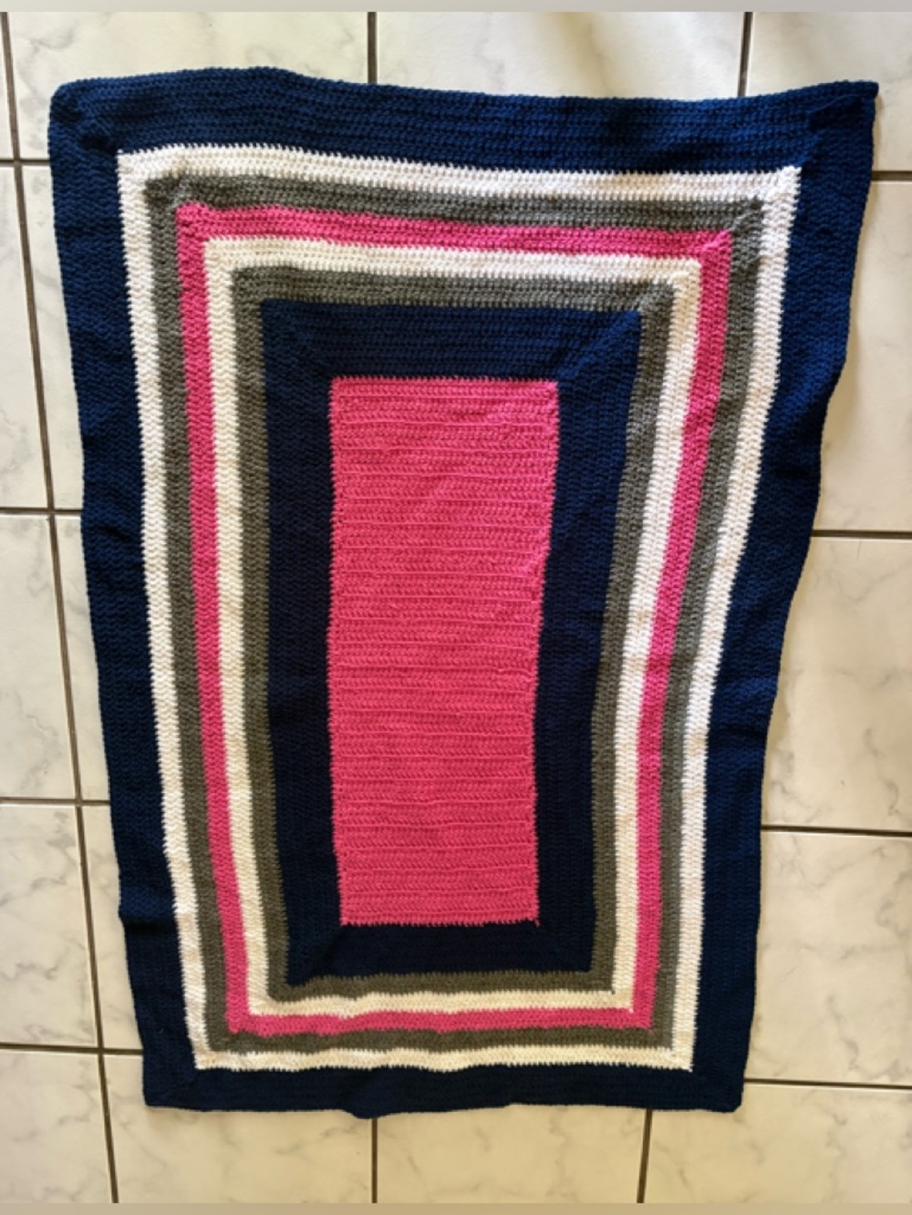 Striped Knit Throw Blanket - Pink, Navy, Gray, White